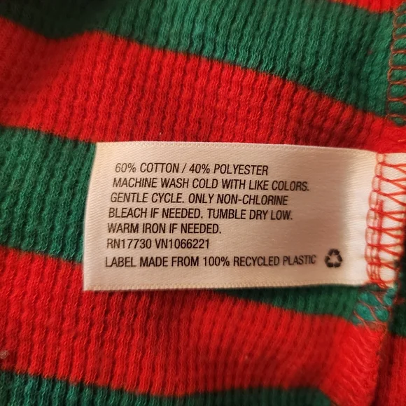Target Red Green Striped Thermal One Piece Christmas Unisex Pajamas Size L (E10) - Picture 7 of 8